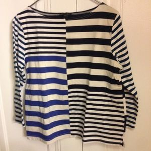 WOMENS MIXED MEDIA STRIPED TEE SHIRT